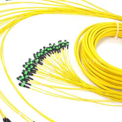 Amfenol 288 fibras personalizadas 0.35dB Pérdida máxima de inserción de modo único OS2 MPO cable troncal para centro de datos
