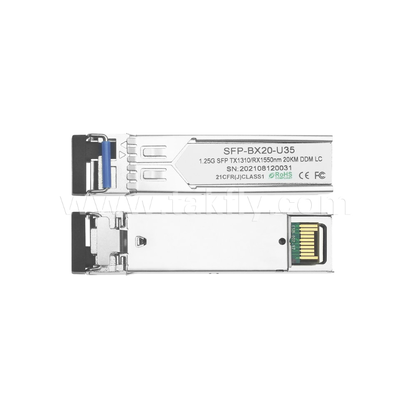 Transceptor bidireccional SFP B3524-3LCD20 – 1.25Gbps, 20km, Tx1310nm/Rx1550nm, Láser FP, LC Simplex, DDM/DOM