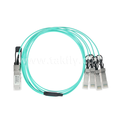 40G QSFP+ to 4x10G SFP+ Active Optical Cable – Breakout, 4-Channel Full-Duplex, VCSEL, Hot-Pluggable