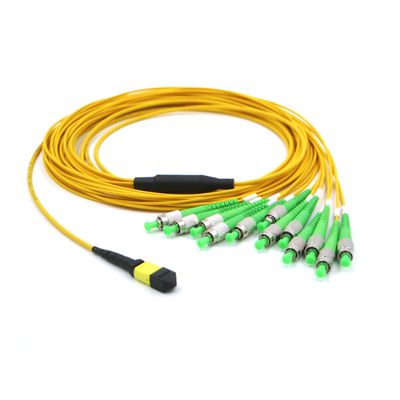 Cable de ruptura de 12 fibras MTP a FC APC G657A1 0.3dB de baja pérdida