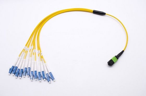 12 puente de la fibra óptica MPO/MTP del desbloqueo de MPO/MTP-LC/APC SM 3.0m m con la chaqueta amarilla