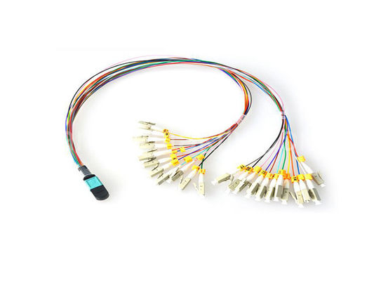 24 núcleos OM3 Multimode MPO Patch Cord con envoltura LSZH para centros de datos de alta densidad
