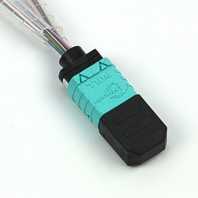 cable con varios modos de funcionamiento MTP Jumper With Hydra del desbloqueo de la fibra OM3 de 48F MPO 4x12F