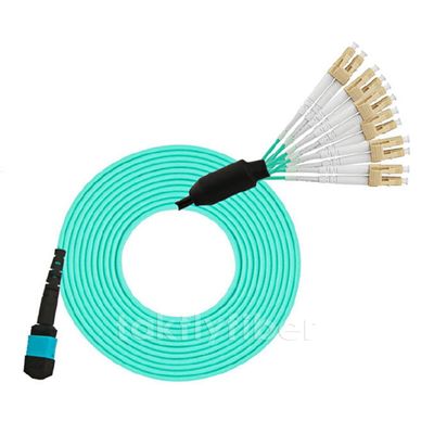 LSZH MPO-LC Fanout Cable con fibra multimodo de 50/125um y baja pérdida de inserción MPO Fiber Optic Patch Cord