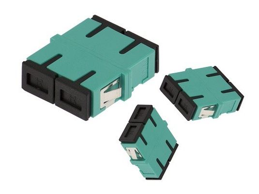 SC UPC milímetro de Aqua Fiber Optic Adapter Duplex de las telecomunicaciones plástico sin el reborde