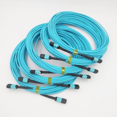 Cable MPO del desbloqueo de 8 bases 4 al cordón de remiendo a dos caras de la fibra óptica del LC OM3 MPO MTP