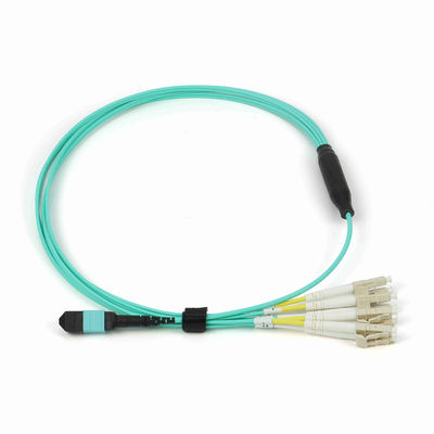 12 cordón de remiendo de la fibra óptica del Fanout MPO de los corazones MPO 6LC DX Om3