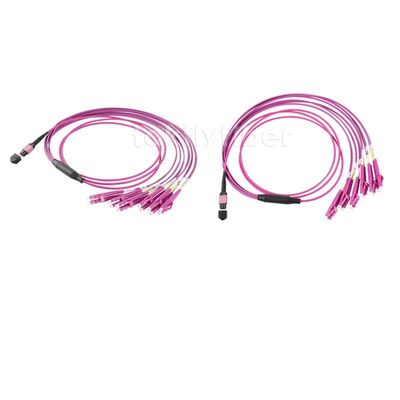 cable MPO del desbloqueo de 3.0m m OM4 LSZH MPO al cable del remiendo de la fibra del LC