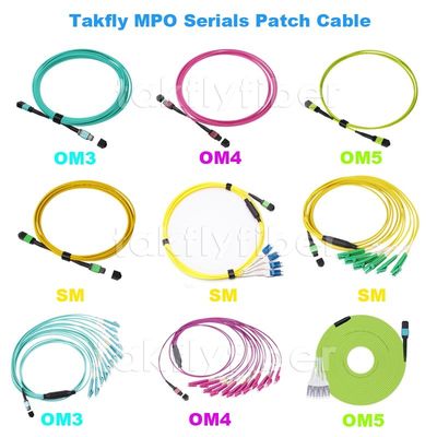 12/24 cable SM G657A1 OM3 OM4 OM5 3.0m m de la fibra óptica MTP MPO de los corazones