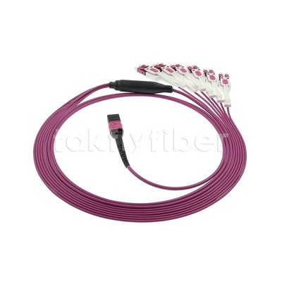 12F MPO al tronco a dos caras de la fibra óptica de 6 LC Uniboot telegrafían el milímetro OM4 para el cableado de la red