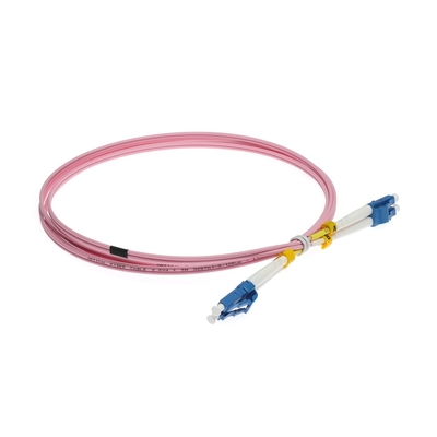 Color rosado 9/125um de Patchcord de la fibra óptica unimodal de LC-LC G657A1