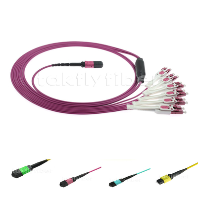 Varón de MPO MTP/cable de fribra óptica femenino del cable OM5 OM4 MPO del cordón de remiendo de la fibra