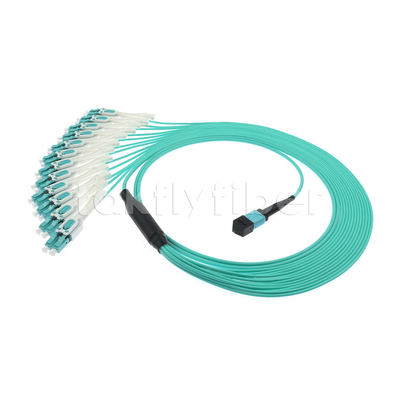 Cables MPO MTP de fibra óptica de 24 núcleos a 12LC DX Om3 Fanout Patch Cord para LAN y WAN