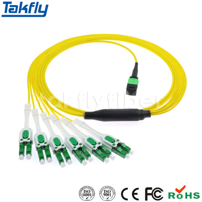 Pérdida baja OS2 MPO del parte movible al cable del Fanout de la fibra óptica del cable MTP-LC SM del manojo de Uniboot LC