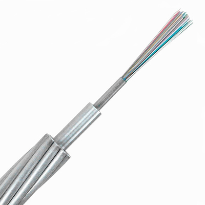 Cable de fribra óptica al aire libre óptico de Hilos G.652D del modo 48 del cable de toma de tierra 12C G655 del tubo de acero central de OPGW solo