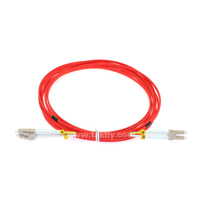 Color rojo OM2 50/125nm del cordón de remiendo de la fibra del duplex LSZH del LC