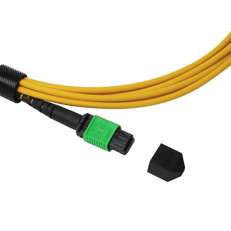 Cables de fibra óptica verde MPO MTP de modo único para redes densas - amplio rango de temperaturas