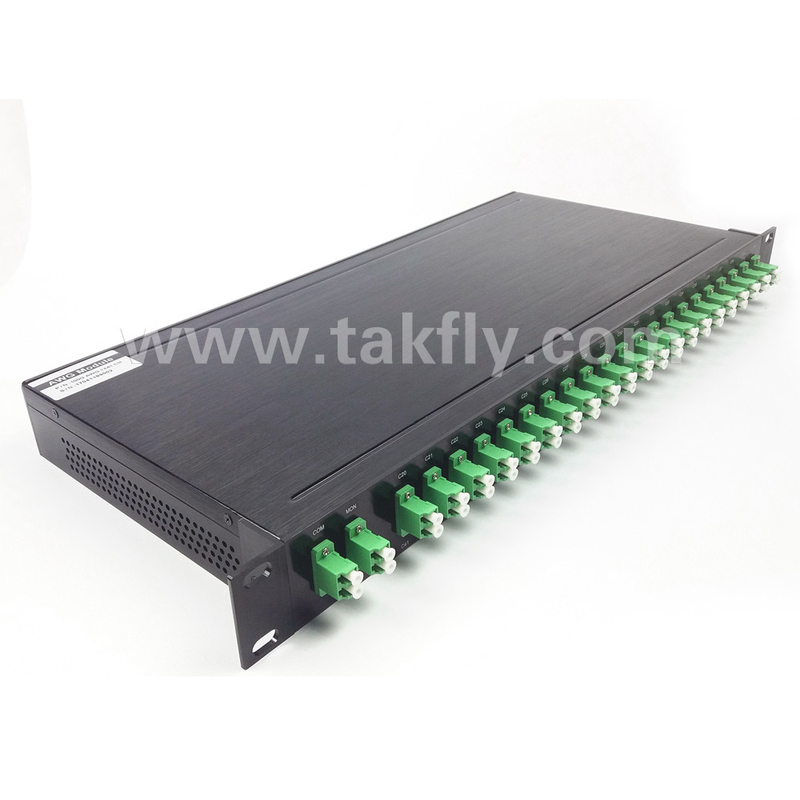 100 GHz AWG 40CH DWDM MUX DEMUX con altura de fibra -100-0μm y diámetro de cable de 0,9 mm