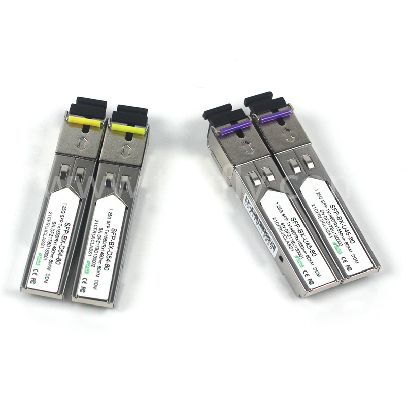 1.25G SFP BIDI Módulo de transmisor óptico Tx1490/Rx1550nm 80KM SMF DDM LC CISCO JUNIPER HUAWEI Compatible