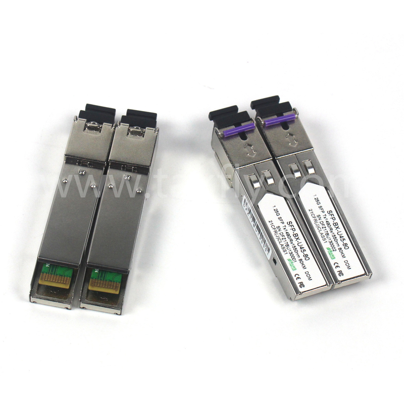 1.25G SFP BIDI Tx1550/Rx1490nm 80KM SMF DDM LC CISCO JUNIPER HUAWEI Módulo de transmisor óptico SFP compatible