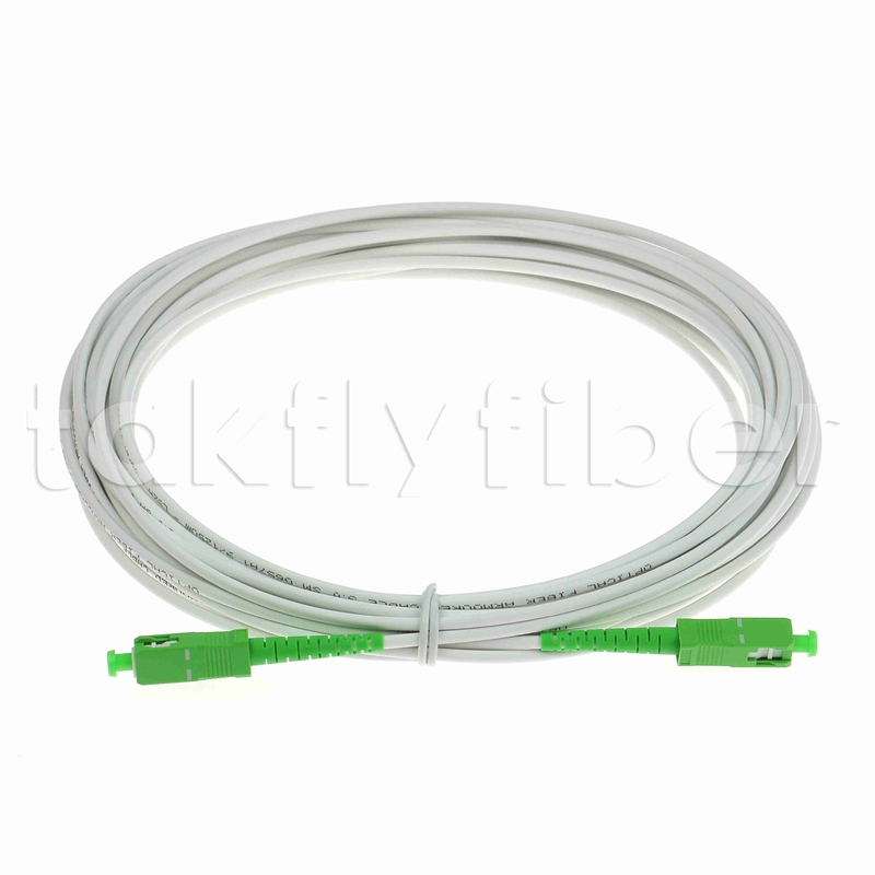 EN50575 CPR Certificado SC APC Cordón de parches de fibra óptica Blindado Parche de fibra óptica Ledes Simplex 3,0 mm LSZH chaqueta blanca