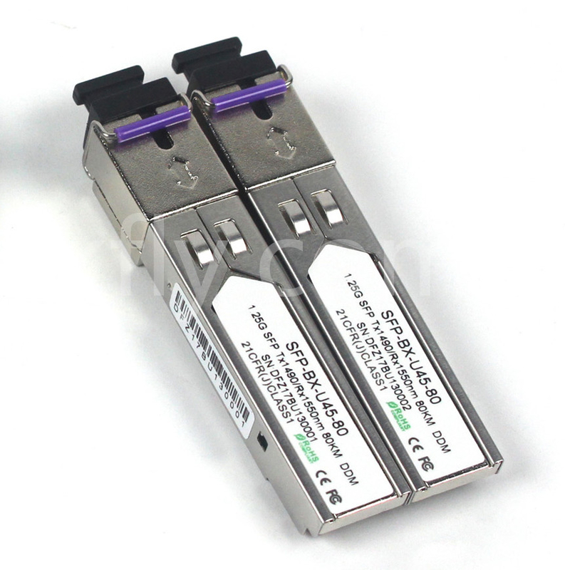 1.25G SFP BIDI Modulo Tx1490/Rx1550nm 80KM SMF DDM LC CISCO JUNIPER HUAWEI Compatible