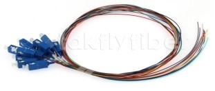 Telecom Grade 0.9mm 12 Pigtail de fibra óptica de color con conector SC / UPC en naranja