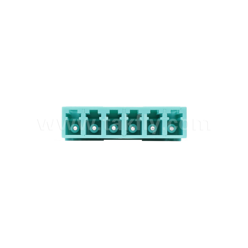 LC/PC Adaptador de 6 vías, MM OM3 ((Aqua), OM4 ((Violeta) Azul, sin brida