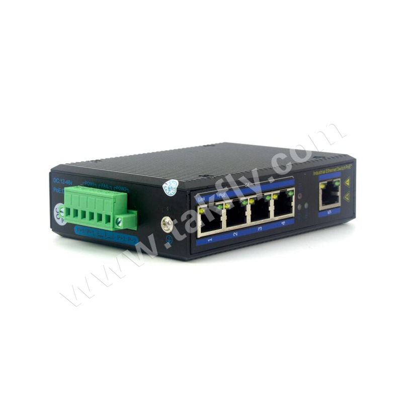 Interruptor POE industrial de 5 puertos Gigabit, montaje en riel DIN, IP40