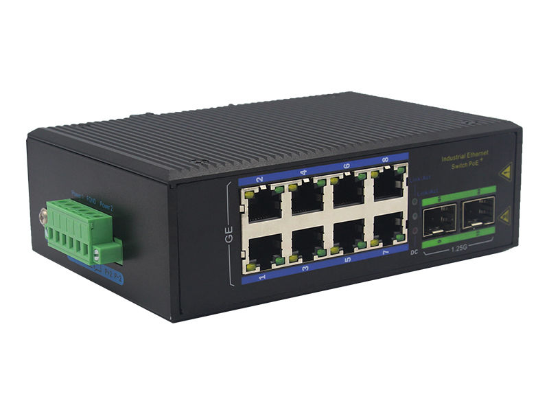 Interruptor industrial Gigabit POE de 8 puertos con 2 ranuras SFP DIN-Rail Mount