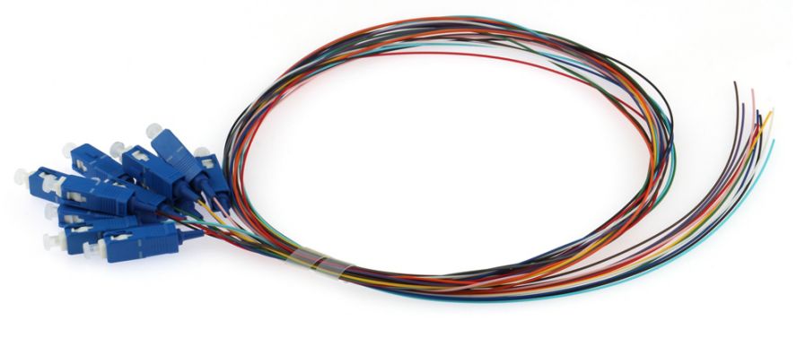 SC/UPC 0.9mm 12 Color Fibra óptica Pigtail LSZH/PVC 2M