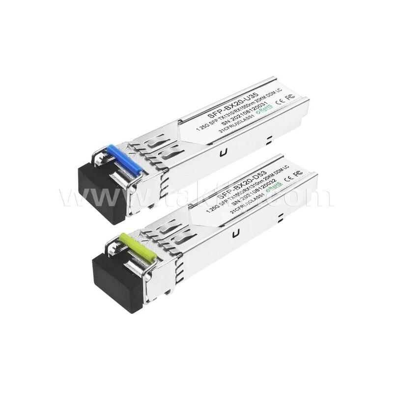 Transceptor óptico bidireccional SFP 1,25 gbps 20km LC Reach Tx1310nm/Rx1550nm para centro de datos FTTX