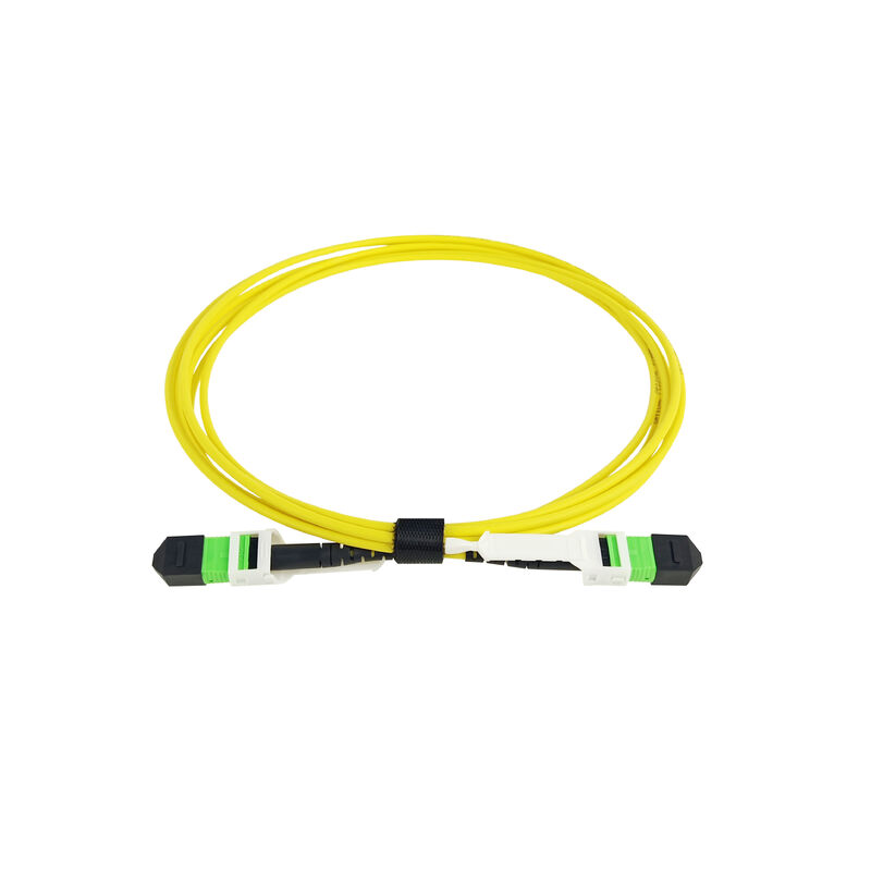 Conector de fibra MPO MTP con pestaña de tracción SM MM OM3 OM4 OM5 Cable de ruptura de fibra óptica / Cable de conexión de fibra óptica / Cable troncal de fibra óptica / Cable de abanico de fibra óptica para alta densidad