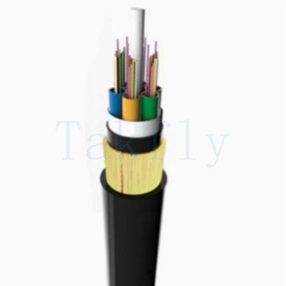 Cable aéreo de tubo holgado con núcleo ADSS de 2 a 24 núcleos: miembro central de FRP, hilo de aramida, cubierta exterior de PE/AT