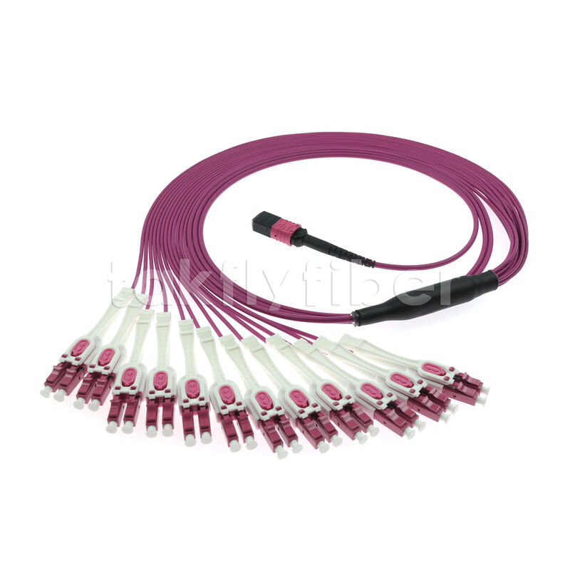 OM4 MPO a LC Uniboot 1 a 24 Breakout Patch Cord UPC Multimodo Baja Pérdida