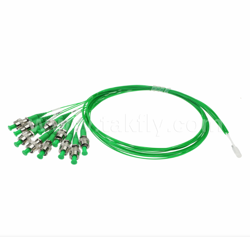 Arranco de fibra de 10 canales con conectores FC/APC de 10 × 10CH a FC/APC de 10 × 10CH ensamblaje de ruptura, ranura en V de alta precisión, reflexión posterior baja (≥ 60 dB),para pruebas ópticas multicanales y fotónicas de silicio