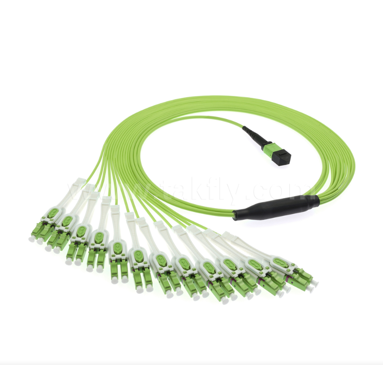 MPO / MTP a LC Uniboot Breakout Patch Cord OM5 Multimodo, 1 × 24, Conectores LC Uniboot que ahorran espacio, para centros de datos de alta densidad y aplicaciones 40G / 100G / 400G