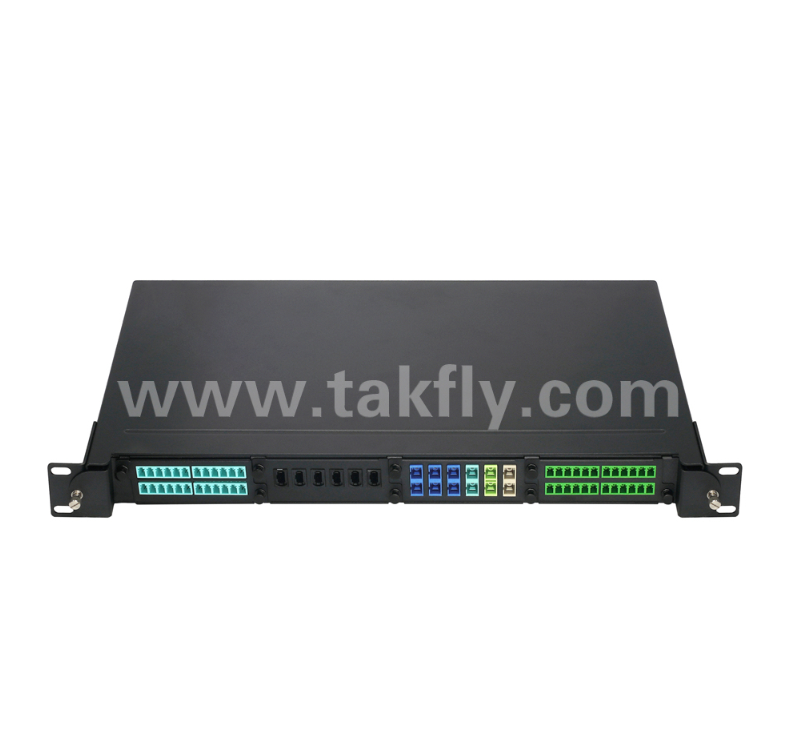 1U 19" MPO/MTP Panel de parches de alta densidad 4 ranuras de cassette, montaje en bastidor