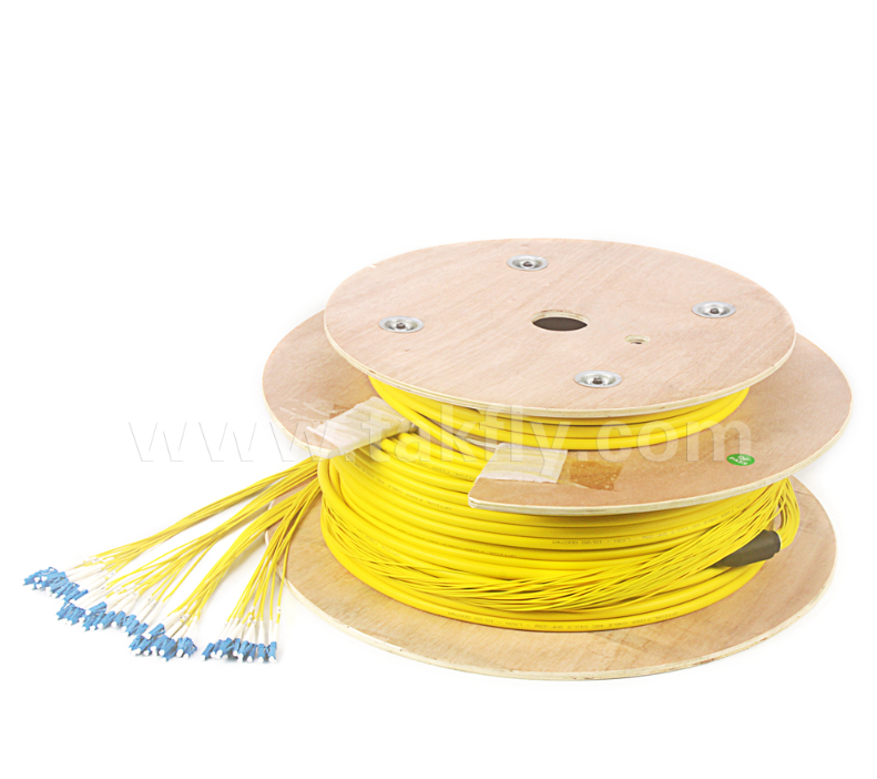 Cable de conexión de conexión preterminado LC-LC de 48 núcleos: configuraciones de conexión personalizadas de alta densidad (fibra desnuda/0,9 mm/2,0 mm/3,0 mm), para centros de datos y aplicaciones de interior/exterior