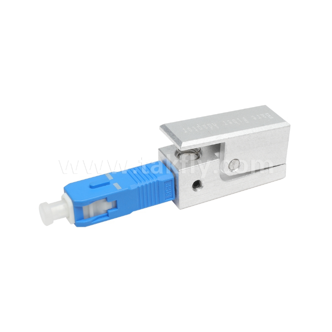 Adaptador de fibra desnuda de tipo cuadrado SC, libre de epoxi, reutilizable, con baja pérdida de inserción, para pruebas y mediciones de fibra óptica