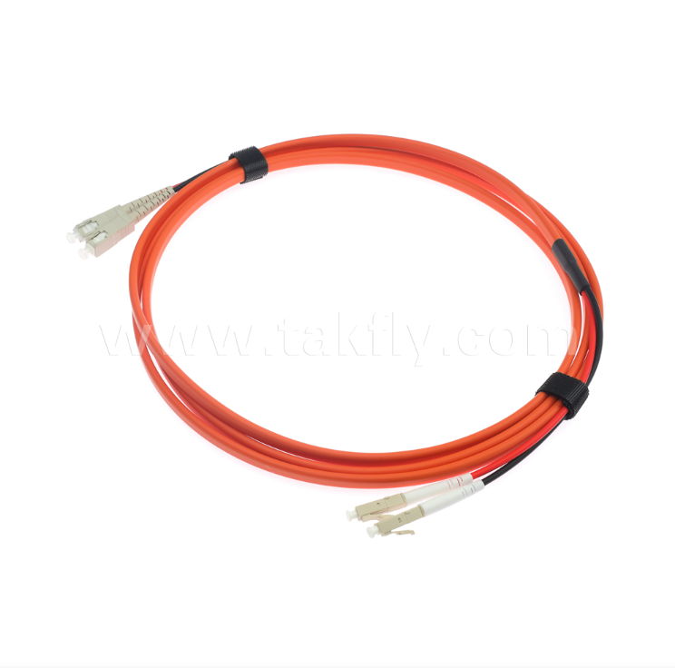 Cable de conexión de fibra óptica multimodo OM1 dúplex plano de 2,0 mm naranja SC-UPC a LC-UPC